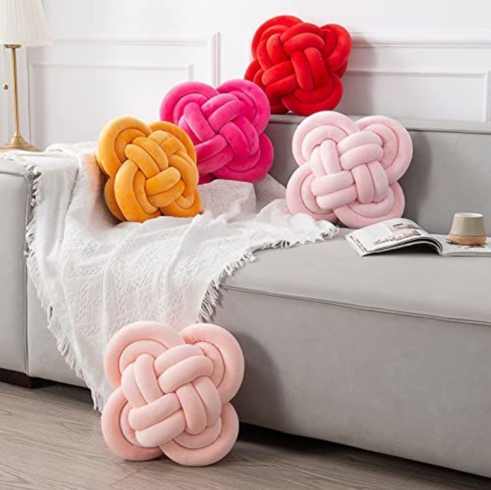 Colorful Knot Pillow In Hot Pink